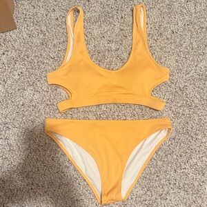 Yellow Ribbed Bikini Set